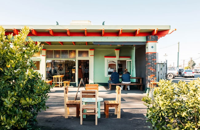 Tables and chairs outside The Lost Boys.