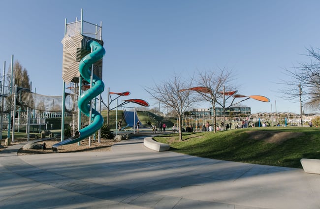 The colourful playground on a sunny day.