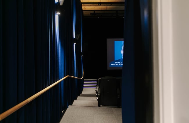 Peeking into the cinema screen at The Mayfair.