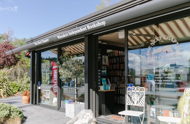The entrance to The Next Chapter on a sunny day.