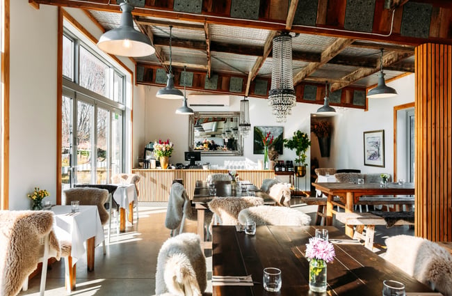 The light and colourful interior of Packing Shed Alexandra Central Otago .