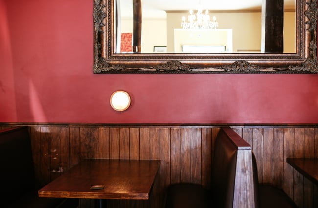 Close up of booth seating.
