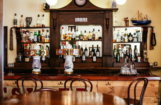 The bar counter.