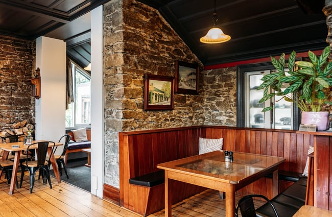 Booth seating at The Post Office Cafe and Bar.