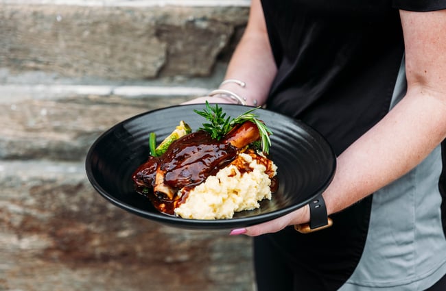 Lamb shank and mashed potato at The Post Office Cafe and Bar.