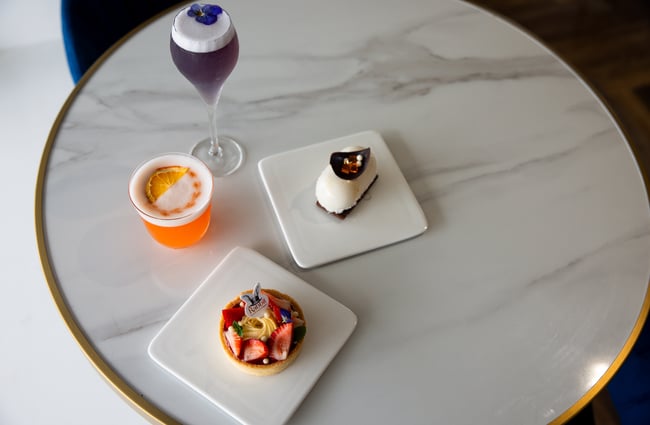 Cocktails on a table.
