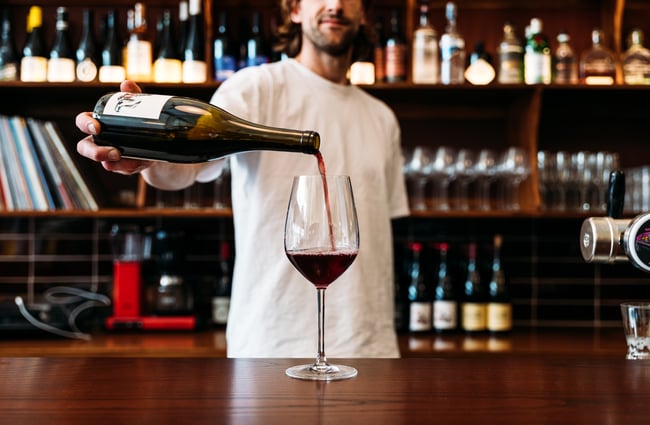 A glass of wine being poured at The Ram.