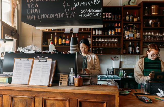 Staff working behind the counter.