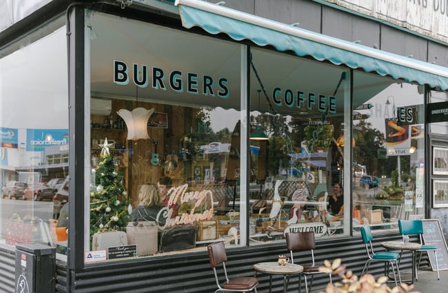 The exterior of the Running Duck cafe in Geraldine.