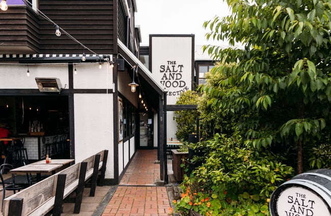 The exterior and entrance of a bar.