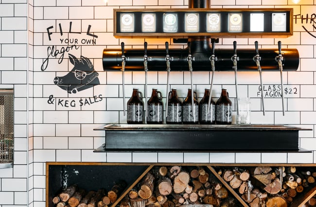 A beer fillery in a bar.