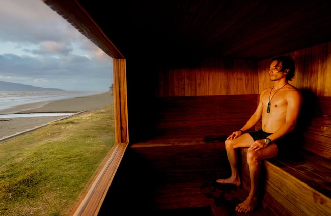 Person enjoying a sauna session at The Sauna Project.