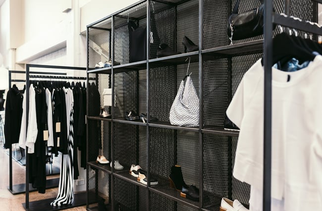 Black shelving.