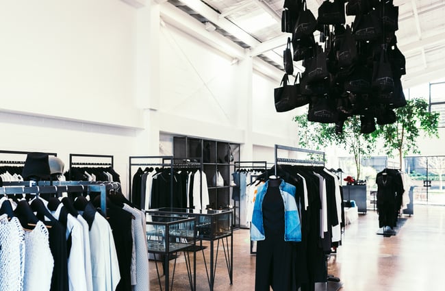 Clothing racks inside The Shelter.