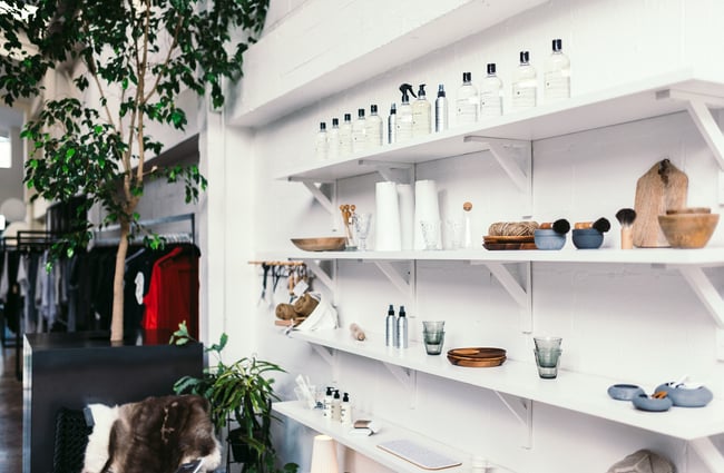 White shelving inside.