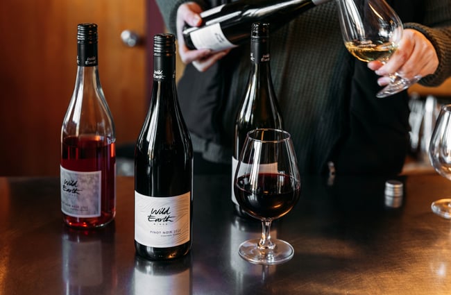 Wine on a table.