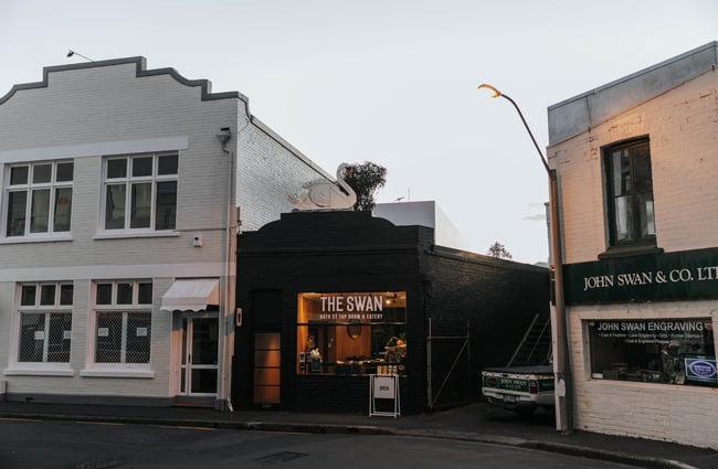 The exterior of the building.