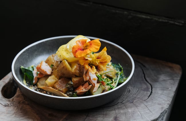 A plate of food.