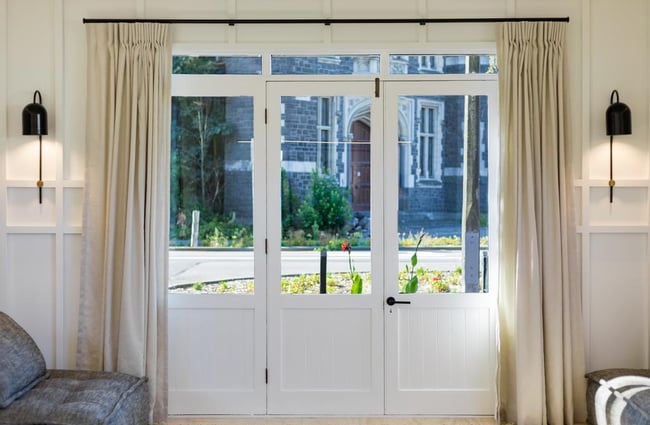 Doors leading to the outside.