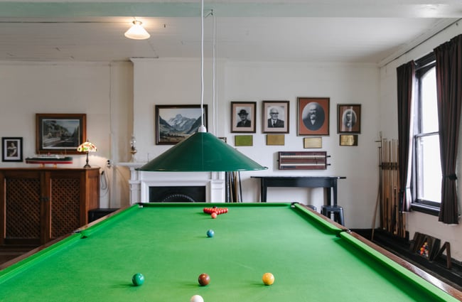 Snooker table inside The Terraces in Ōamaru.