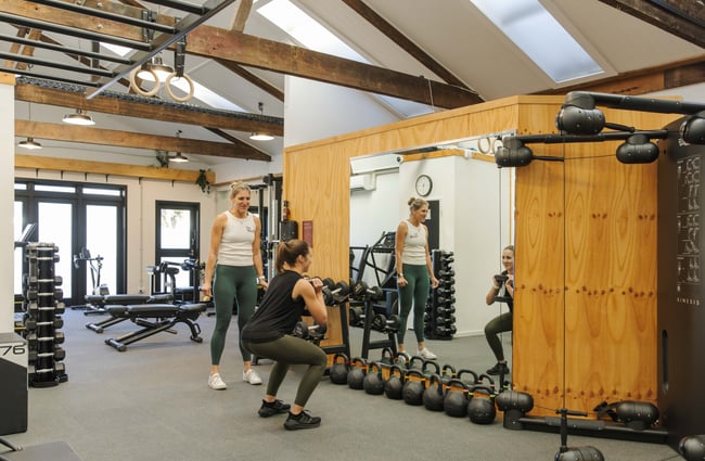 Personal trainer and client during a training session at The Well - Whole Body Studios.