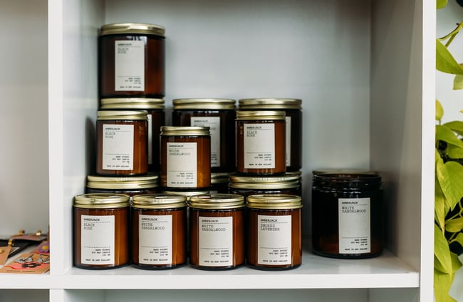 A close up of candles on display.