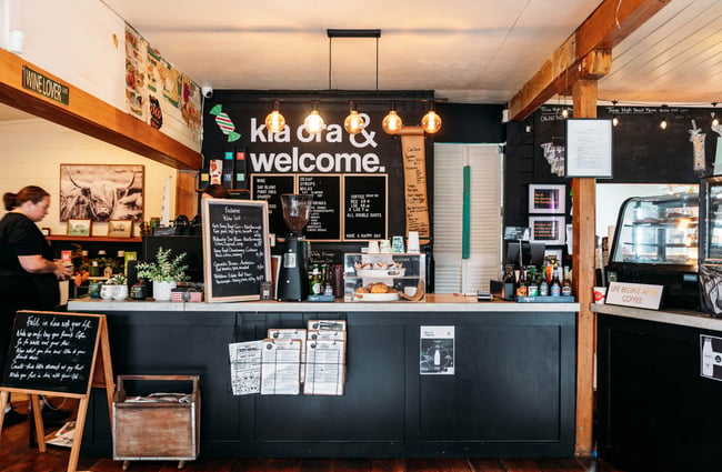 The counter at Three High Street cafe in Rangitikei.