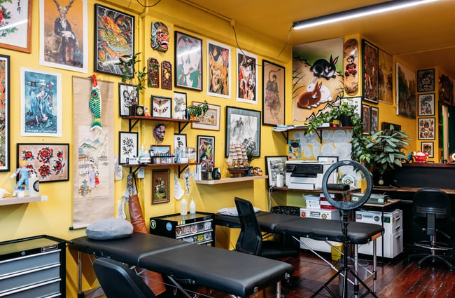 Tattoo space for customers in Three Rabbits Tattoo.
