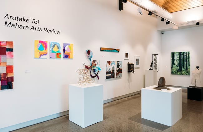 The vast gallery space at toi Mahara.