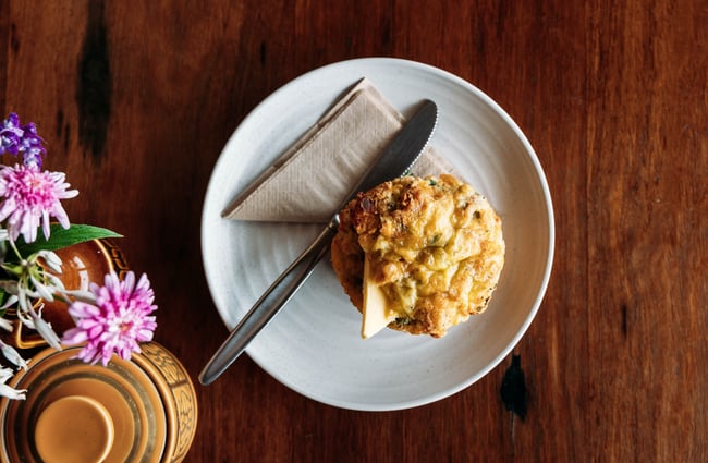 Scone on the table at Tom Thumb.