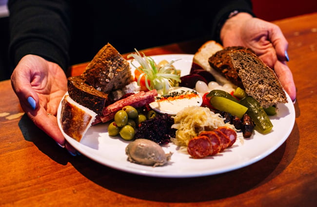 Close up of a platter at Topor.