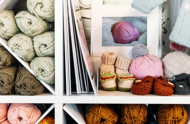 Knitted baby booties.
