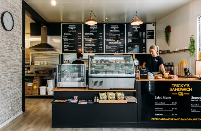 Staff behind the cafe counter at sandwich joint in Upper Hutt