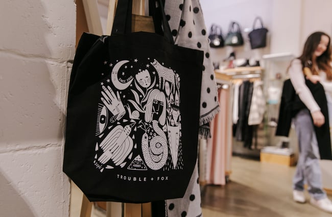 Trouble and Fox tote bag.