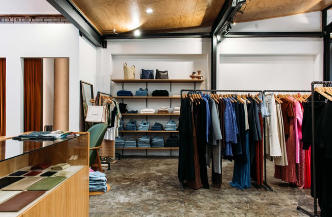 Clothing racks in the middle fo the True store in Hamilton.