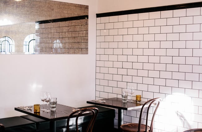 The seating area in the restaurant.