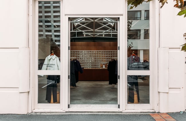 Front shop door of twenty-seven names.