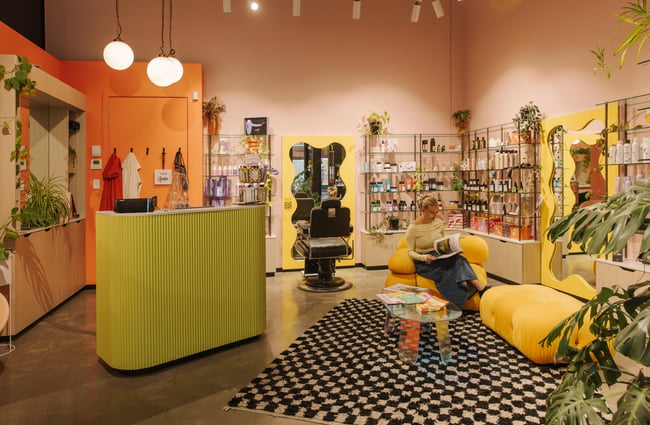Customer waiting in the reception at Twiggi Hair.
