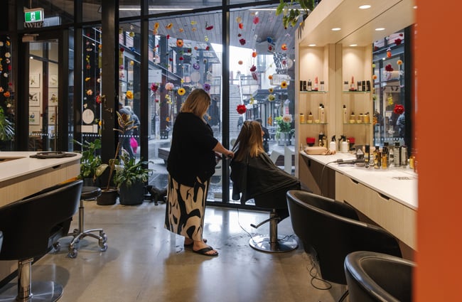 Hairdresser and customer at Twiggi Hair.
