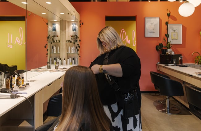 Hairdresser and customer at Twiggi Hair.