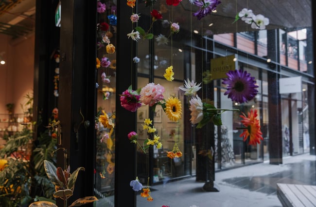 Flower decorations at Twiggi Hair.