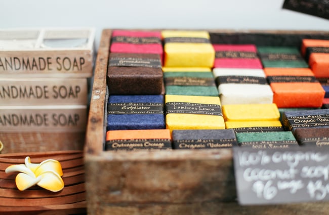 Close up of handmade soaps.