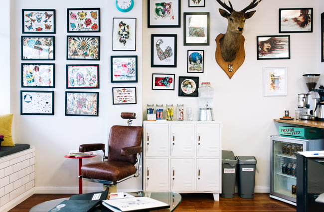 Art on the walls at Union Tattoo, Wellington.