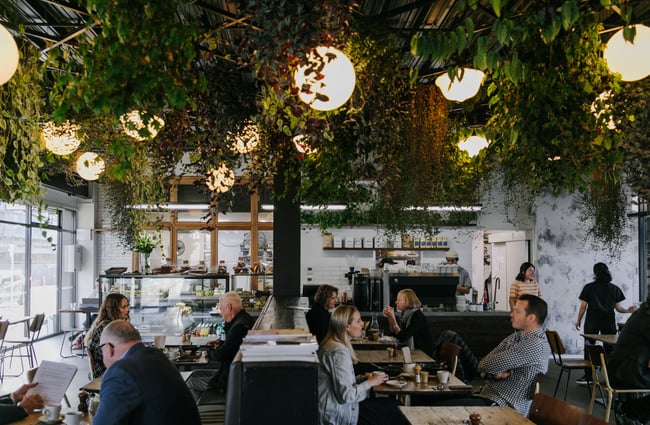 Customers dining at Unknown Chapter.