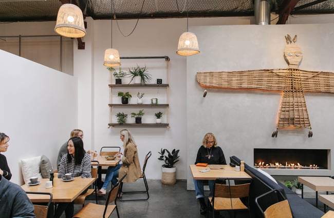 Customers in cafe area.