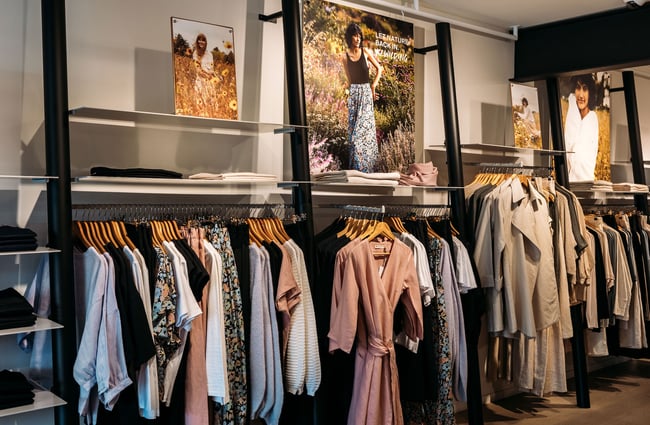 Women's clothing section at Untouched World, Wānaka.