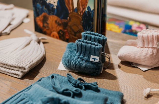 Close up of baby booties.