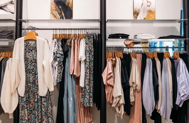 Women's clothing hung on racks at Untouched World in Wellington.