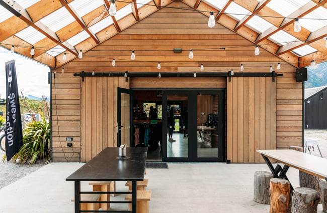 Outdoor seating area at Velo Café & Beer Garden.