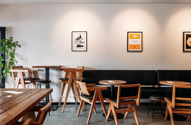 Table and chairs in the dining room at Verve.